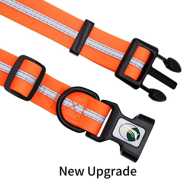 NIMBLE Dog Collar Waterproof Pet Collars Anti-Odor Durable Adjustable PVC & Polyester Soft with Reflective Cloth Stripe Basic Dog Collars S/M/L Sizes (Small (9.45â€-14.17â€inches), Orange) - Image 5